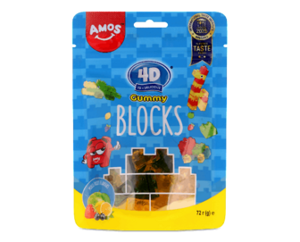 Цукерки Amos Кубики 4D асорті желейні (72г)