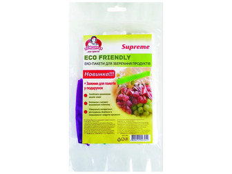 Пакети для зберігання та заморожування продуктів Помічниця Eco Friendly Supreme 17х28 см 80 шт + 4 кліпси (4820212003042)