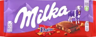 Шоколад Milka молочний зі шматочками хрумкої карамелі з мигдалем 90 г
