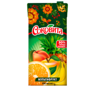 Напій Соковита Мультифрукт соковмісн 0,95л ТПАК