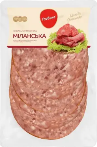 Ковбаса Глобино Міланська напівкопчена вищий гатунок нарізка 105 г
