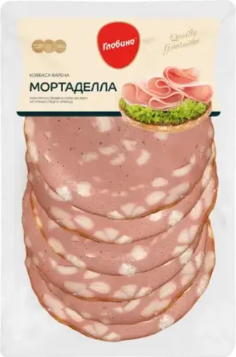 Ковбаса Глобино Мортаделла варена вищий гатунок нарізка 105 г