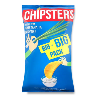 Чипси Chipster's картопляні зі смаком сметани та цибулі (150г)
