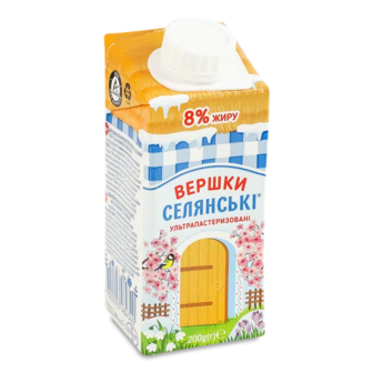 Вершки ультрапастеризовані «Селянські» 8% (200г)