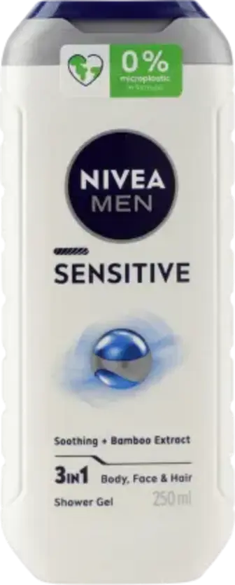 Гель для душу Nivea Sensitive 3 в 1 для тіла обличчя та волосся чоловічий 250 мл