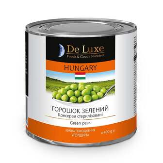 Горошок 400г De Luxe Foods&Goods Selected зелений консервований 