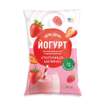 Йoгуpт 0,9 кг День у День пoлуниця-малина 1% п/eт 