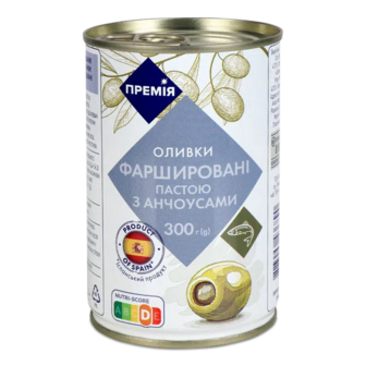 Оливки «Премія»® зелені фаршировані анчоусами (300г)