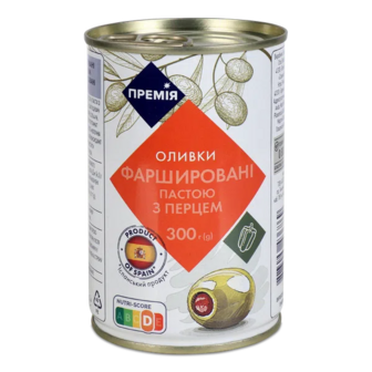 Оливки «Премія»® зелені фаршировані перцем (300г)