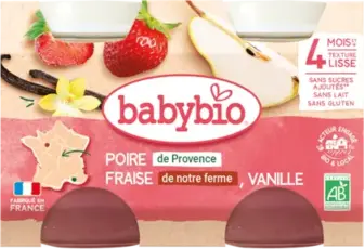 Пюре Babybio органічне з груші, полуниці та ванілі 130 г