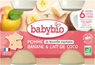 Пюре Babybio органічне з яблука, банану та кокосу 130 г