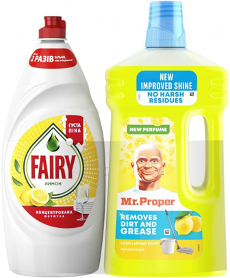 Засіб Mr.Proper лимон 1л + Fairy лимон 900мл