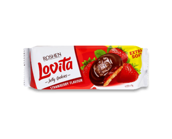 Печиво Roshen Lovita Jelly Cookies зі смаком полуниці (135г)