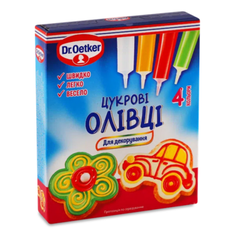 Олівці Dr.Oetker цукрові для декорування 4 кольори (4*17г)