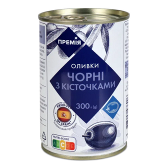 Оливки «Премія»® чорні з кісточкою (300г)