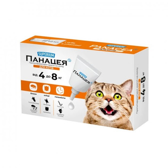Краплі на холку для котів Superium Panacea протипаразитарні від 4 кг до 8 кг (4823089352541)