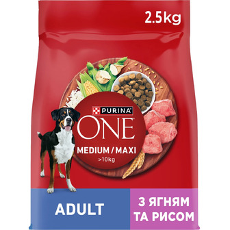 Корм сухий для дорослих собак середніх і великих порід Purina One MedMax з ягням та рисом 2.5 кг (7613287013491)