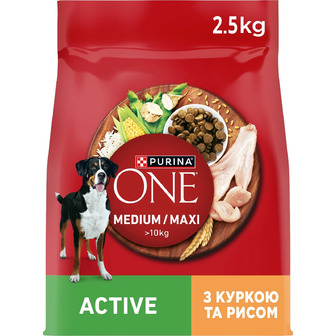 Корм сухий для активних дорослих собак середніх і великих порід Purina One MedMax Active з куркою та рисом 2.5 кг (7613036692021)