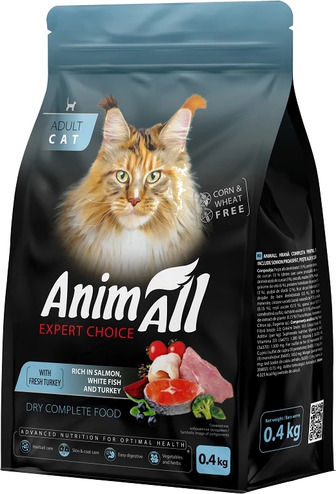 Корм сухий для котів AnimAll з лососем білою рибою та свіжою індичкою 0.4 кг (178602)