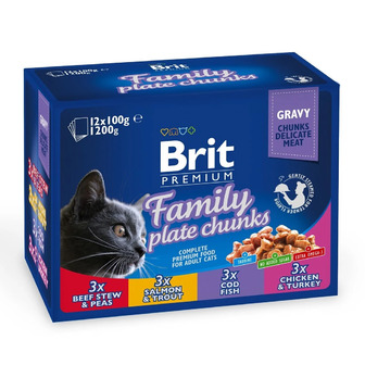 Вологий корм Brit Premium Cat pouch асорті 4 смаки для котів, 100 г, 12 шт.