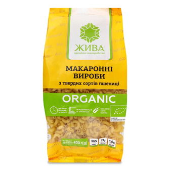 Макаронні вироби Жива Ріжки органічні 400 г (4820287070130)