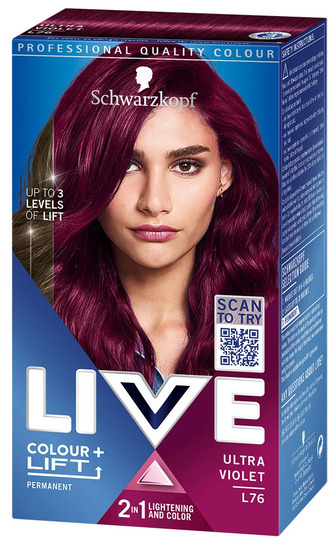 Стійка фарба для волосся Schwarzkopf Live Colour + Lift L76 Шокуючий фіолетовий 142.5 мл (9000101245967)
