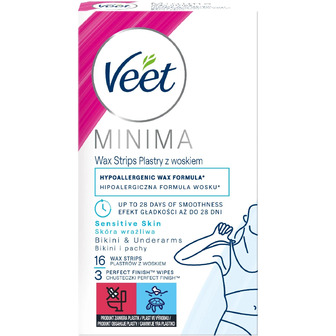Воскові смужки для депіляції Veet Minima для ніжної шкіри, 16 шт (5900627096965)
