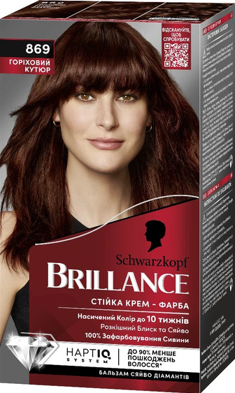 Крем-фарба для волосся Schwarzkopf Brillance 869 Горіховий Кутюр 170 мл (9000101732771)