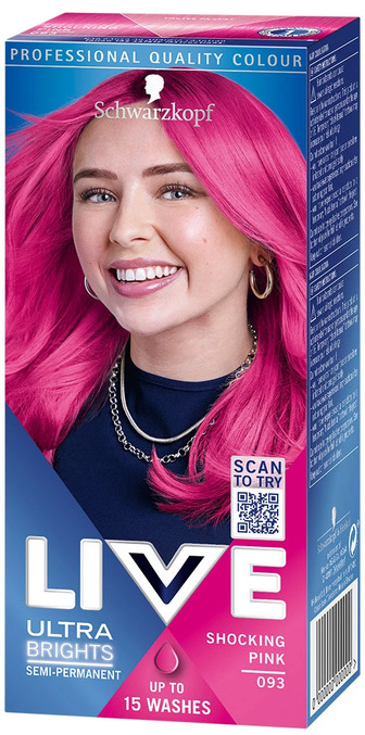 Крем-фарба для волосся Schwarzkopf Live Ultra Brights напівстійка 093 Шокуючий Рожевий 80 мл (9000101069990)