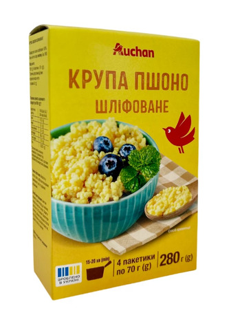 Крупа Auchan пшоно шліфоване 70 г х 4 шт (4823090139438)