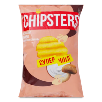 Чипси Chipster's хвилясті зі смаком грибів з вершковим соусом (95г)