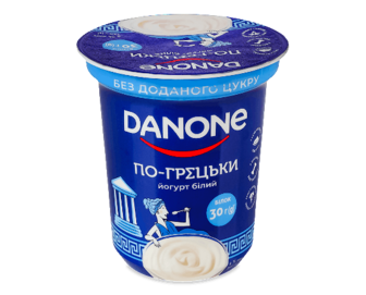 Йогурт Danone По-грецьки білий без доданого цукру 4%, стакан (350г)