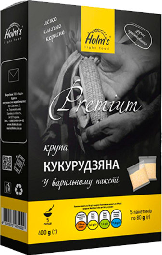 Крупа HOLM"S LIGHT FOOD Кукурудзяна шлифована №3 у варильному пакеті 5*80г/400г