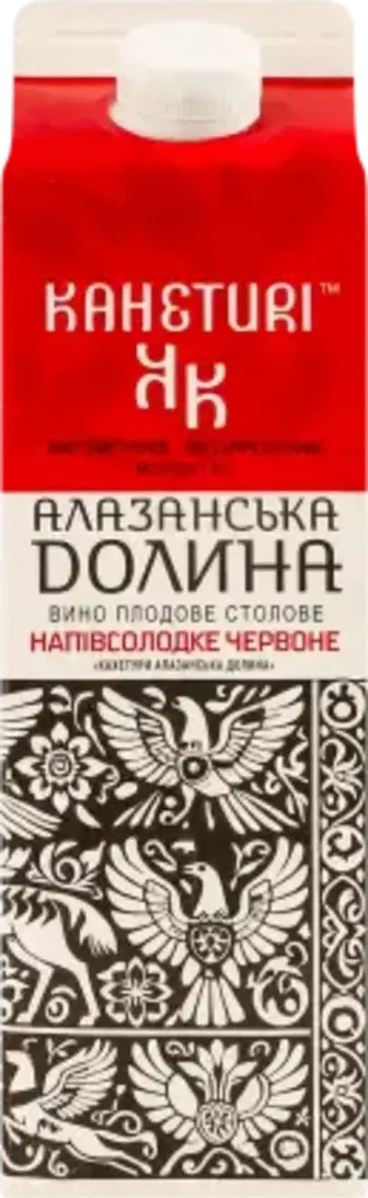 Вино Кахетури Алазанська Долина плодове червоне напівсолодке 9.3% 1 л