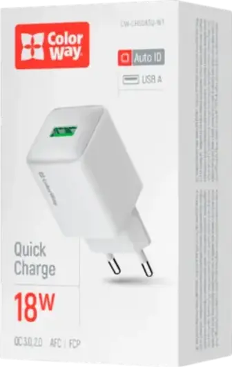 Мережевий зарядний пристрій ColorWay USB Quick Charge 18W 3.0А білий