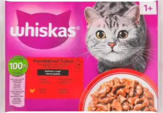 Корм для котів Whiskas асорті з м'яса яловичини та курки в соусі 4х85 г