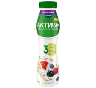 Біфідойогурт Активіа Ягоди-злаки 1,2% 260г ПЕТ