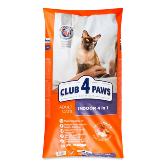 Корм Club 4 Paws 4 в 1 для котів, що живуть у приміщенні, сухий (14кг)