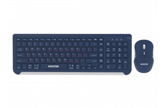 Комплект клавіатура+мишка Maxxter KMS-WCM-01BL-UA Бездротовий, з акумуляторами, безшумний, темно-синій