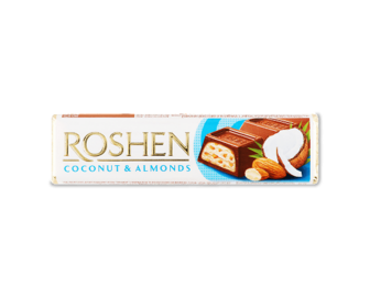 Батончик Roshen молочно-шоколадний з кокосом і мигдалем (38г)