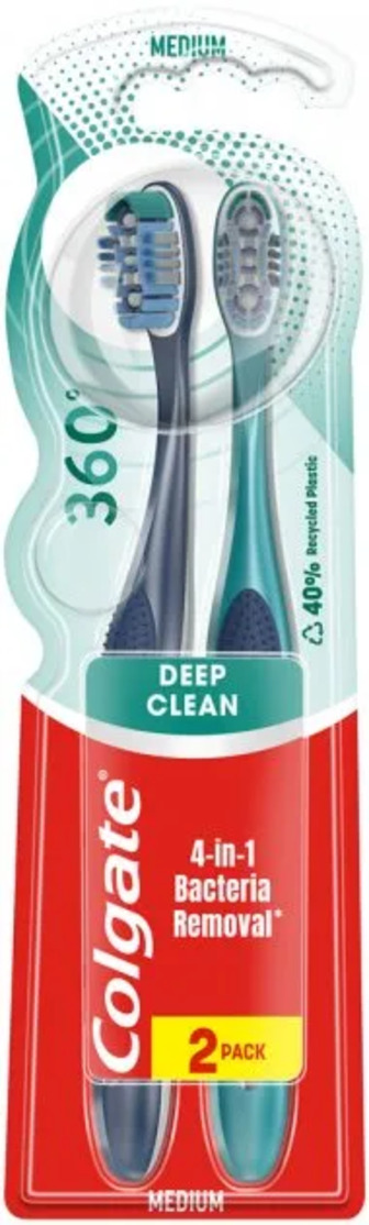 Зубна щітка Colgate 360 Суперчистота всієї ротової порожнини, 2 шт.