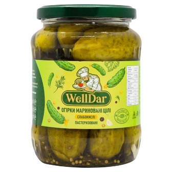 Огірки WellDar мариновані слабокислі 670 г (4840022010962)