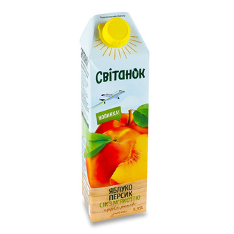 Сік Світанок Яблуко-персик з м'якоттю 0.95 л (4820209564020)