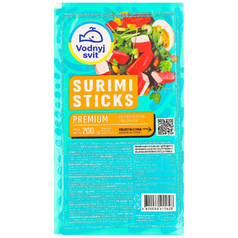 Продукт із сурімі Водний Світ Surimi Sticks Premium охолоджений 200 г (4820088415628)