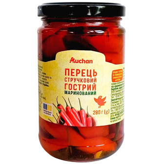 Перець Auchan стручковий гострий маринований 280 г (4823090138394)