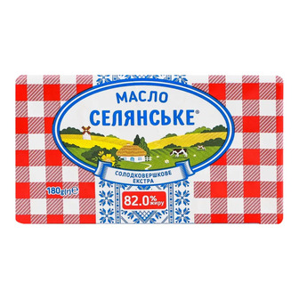 Масло Селянське солодковершкове екстра 82% 180 г (4820254400373)