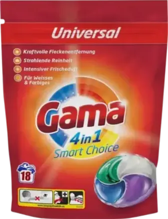 Капсули для прання Gama 4в1 Universal 18 шт