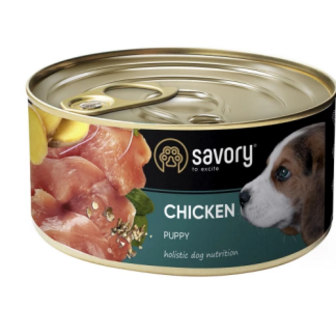 Корм Savory паштет з куркою вологий для цуценят усіх порід 200г