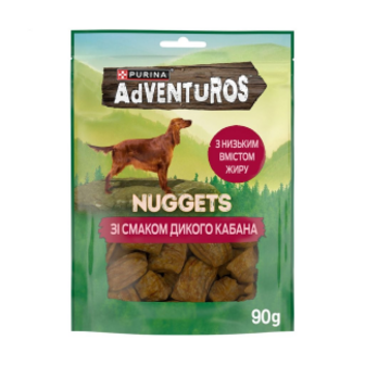 Ласощі Adventuros Nuggets шматочки зі смаком дикого кабана для дорослих собак 90г