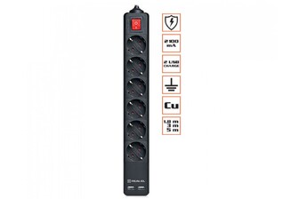 Фільтр-подовжувач REAL-EL RS-6 PROTECT USB 3m чорний УЦІНКА